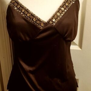 Xhilaration Brown Camisole with Gold Accents